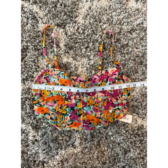 For Love & Lemons Suvi NWT Floral Bustier Wrap Crop Top Multi Color XS - Picture 5 of 9